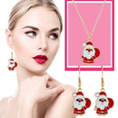 2pcs/set Christmas Santa Claus Drop Earrings Cute Pendant Necklace Jewelry