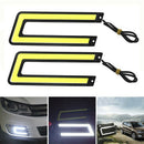 1PC U-Shaped 12V LED COB Car Auto DRL Driving Daytime Running Lamp Fog OZ