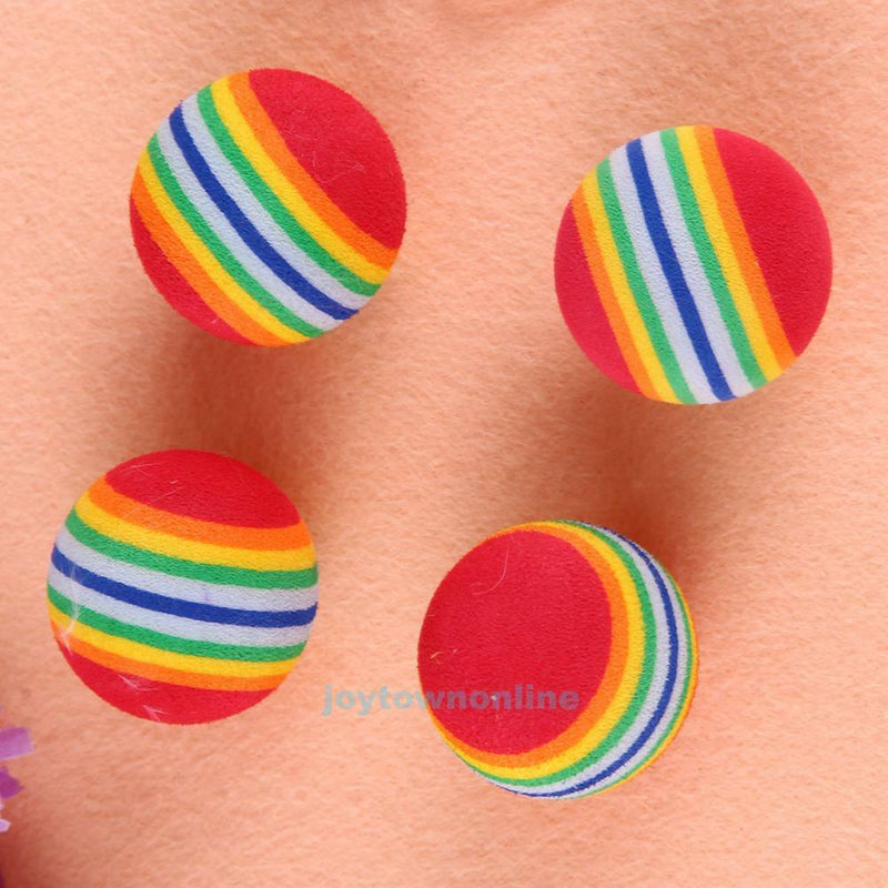 10pcs Rainbow Ball Pet Cat Kitten Soft Play Tennis Balls Activity Fun Chew Toys