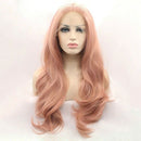 Fashion Pink Wig Glueless Long Natural Wavy Middle Part Synthetic Wigs For