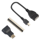 3in1 Mini HDMI to HDMI Adapter +Micro USB +GPIO Header for Raspberry Pi Zero Kit