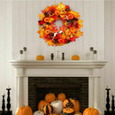 Pumpkin Pine Cone Berry Wreath Round Garland Wall Hanging Decor for Christmas