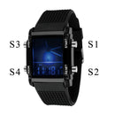 Unisex Watch Date Digital Quartz Waterproof LED Colorful Watch (Black)