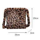 2x Plush Leopard Print Shoulder Bag for