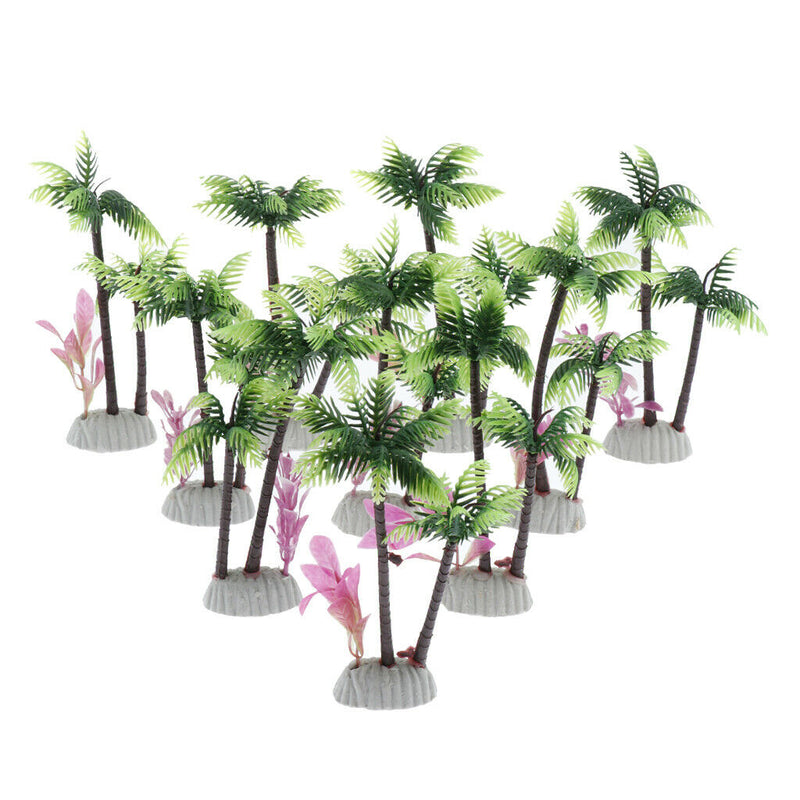 10pcs Artificial Coconut Tree Creative Scenery Decoration for   Tank Home