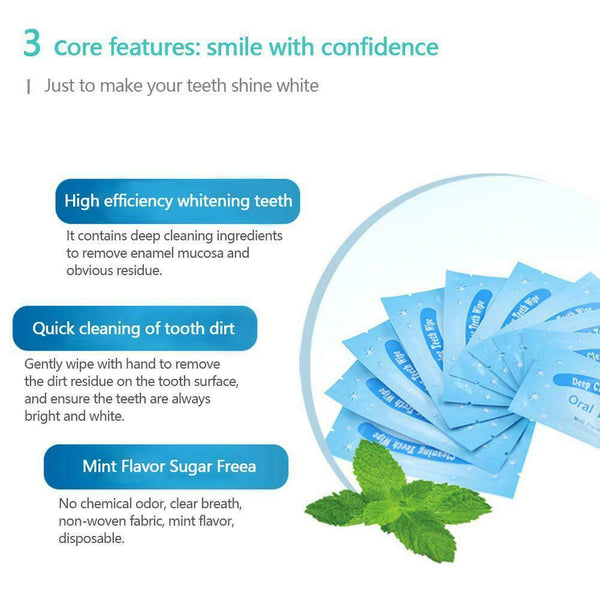 50pcs Dental Oral Brush Up Finger Teeth Wipes Whitening Deep Clean Oral Care
