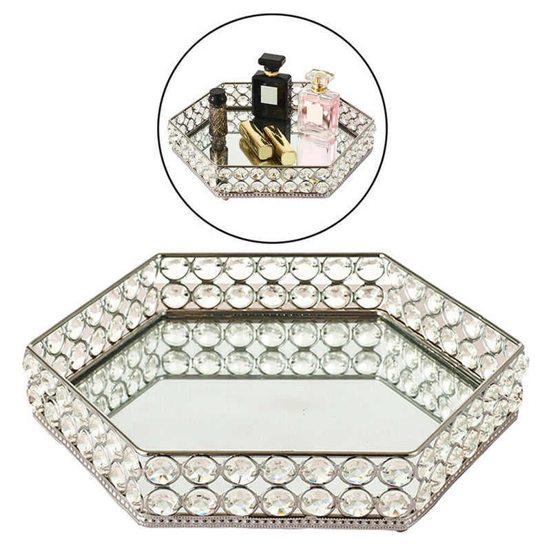Handcraft premium crystals 2 layer crystal beads mirrored glass surface tray