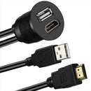 USB 2.0 and HDMI to HDMI + USB AUX Extension Dash Panel Waterproof Car Flus