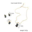 Women Geometric Water Drop Stud Earrings Chain Necklace Ring Jewelry Set