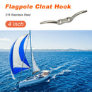 Stainless Steel Flagpole Rope Cleat Fixed Hook Boat Accessories (4 inch)