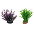 2Pcs Natural Looking Artificial Green & Purple Aquarium Plant Decor Ornament