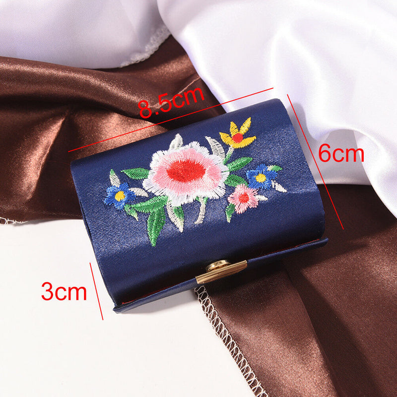 Double Support Embroidered Lipstick Case Holder With Mirror Inside&Snap On H  Gw