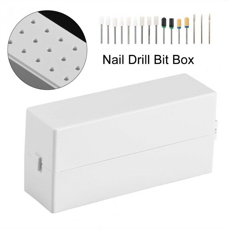Nail Drill Bits Holder Dustproof Stand Displayer Organizer Container 30 Hol J1W6
