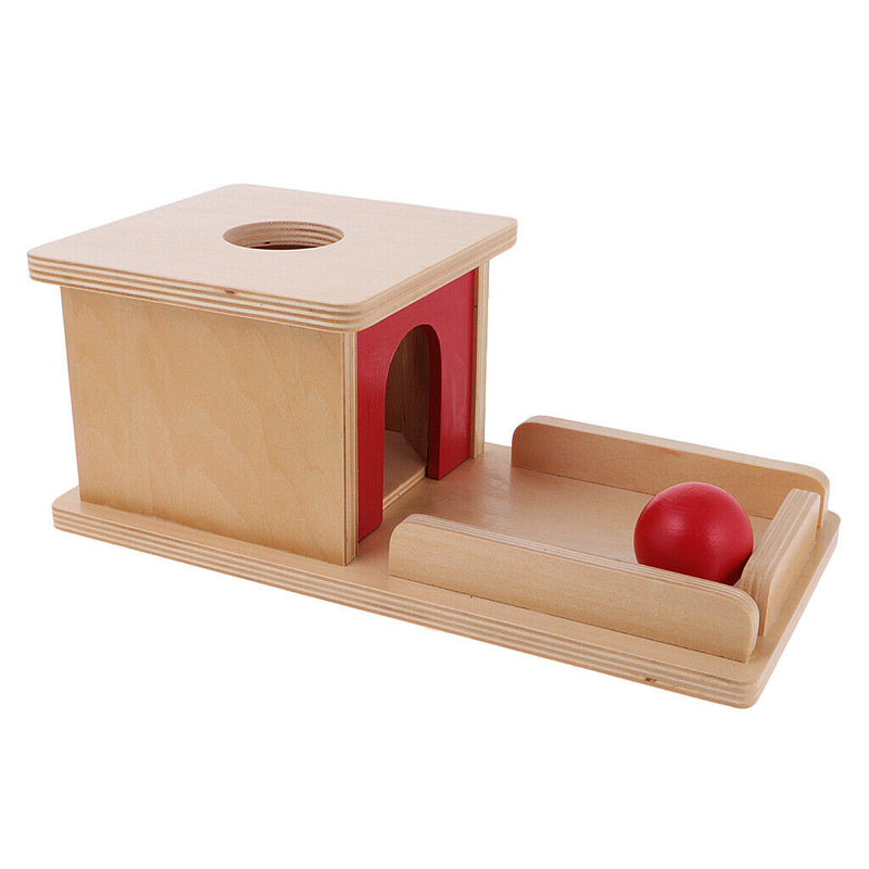 Montessori Sensorial Material Object Permanence Box With Tray And Ball Matching