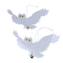 2 Pieces Reflective Flash Flying Owl Decoy Statue with Bell, Hanging Realistic