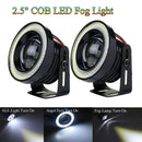 2x 2.5'' 15W Car White COB LED Projector Angel Eyes Blue Ring DRL Fog Light L Hn
