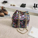 Bags Female Bling Sequins Bucket Bag Fashion Clip Shoulder Bag Backpack (Mu M7N1
