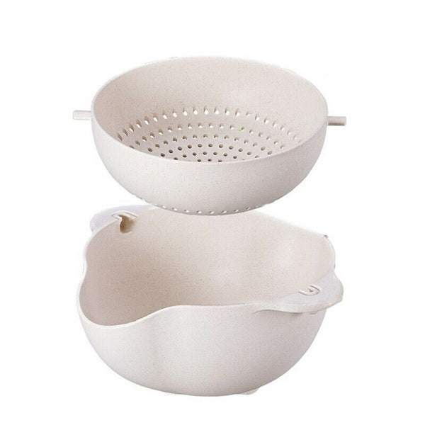 Practical Double Layer Cutlery Hollow Kitchen Draining Basket T2L5