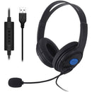 USB Over-ear Gaming Headphone with Microphone Computer Wired Headset Black A