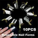 10PC Metal Nail Tips Extension Guide Form UV Gel Acrylic Nail Art Tools Reusable