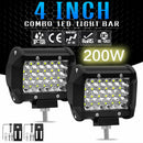 4in 200W LED Work White Light Bar Side Shooter Pod Driving Fog OffRoad Tractor