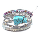 Turquoise hand-knitted leather bracelet bohemian wind bracelet 5-stripe cha