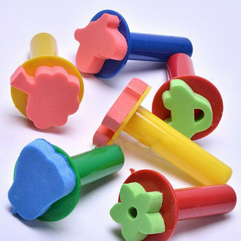 Early Learning Mini Flower Sponge Painting Brushes Craft Brushes Set for Ki E6X2