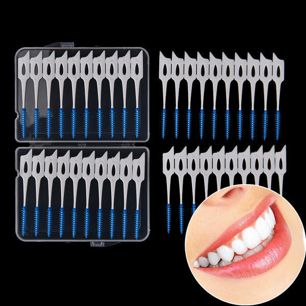 40pcs Disposable Toothpicks Soft Clean Interdental Seam Brush Elastic Massage Gn