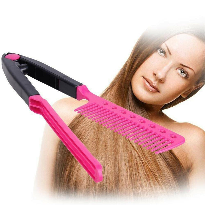 DIY Salon Hairdressing Styling Hair Cutting Straightener V Shape Comb Brush-Tool