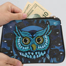 5D Diamond Blue Owl Painting Clutch Bag Leather Wallet Purse DIY F. Women Zipper