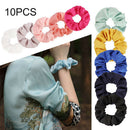 10PCs Hair Scrunchies Pack Satin Scrunchy Bands Elastic Ponytail Holder F. Women