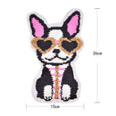 dog wearing heart glasses reversible change color sequins sew on patches stickJR