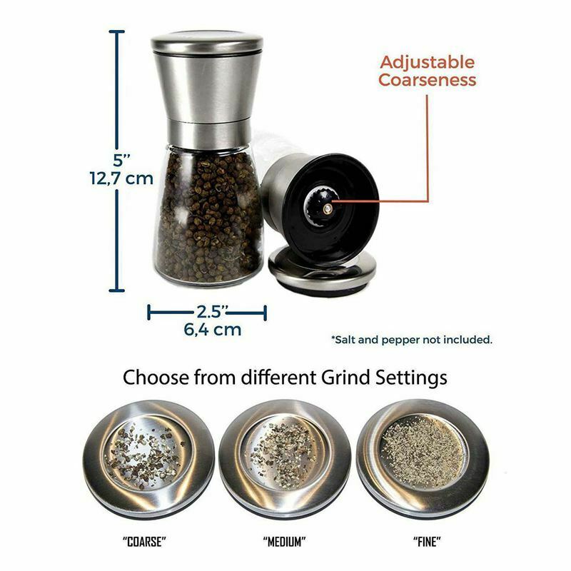 1 Set of two salt and pepper mills, ground with this salt and pepper set ma