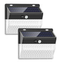 2 Pack 206 LED Solar Lights Powered PIR Motion Sensor Light Outdoor Garden