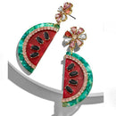 Cute Fruit Drop Earrings - Statement Colorful Shining Crystal Dangle Earrin