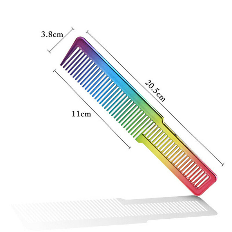 Electroplating Rainbow Comb Clipper Oil Head Hair Styling Comb (Rainbow) A
