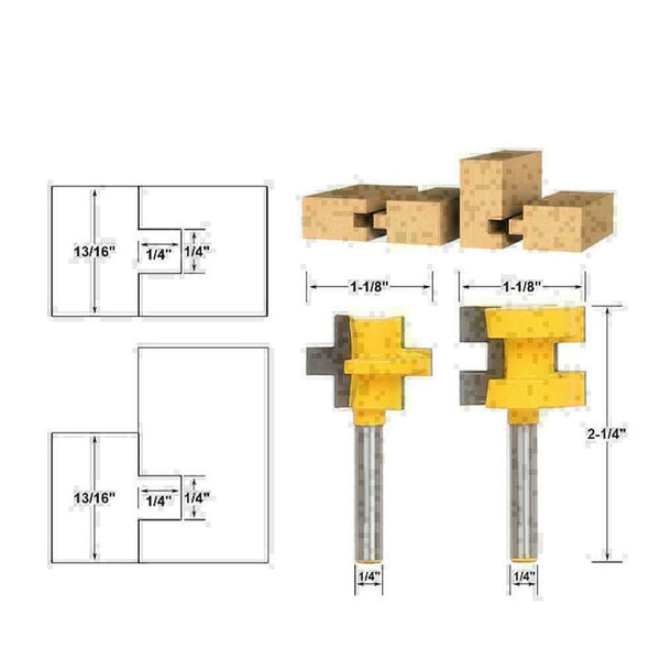 2pcs Tongue And Groove Router Bit 1/4" Shank Chisel Cutter Woodworking Mill L4H2