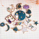 15pcs Mixed Star Moon Universe Enamel Charms Pendant DIY Jewelry Making  ME