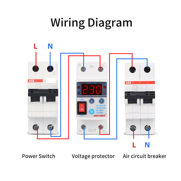 220V 40A SVP-912M Adjustable Reconnect Over and Under Voltage Protector
