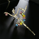 Dancing Ballet Girl  Rhinestone Brooch Pin Jewelry Women Bouquet Accessory FT