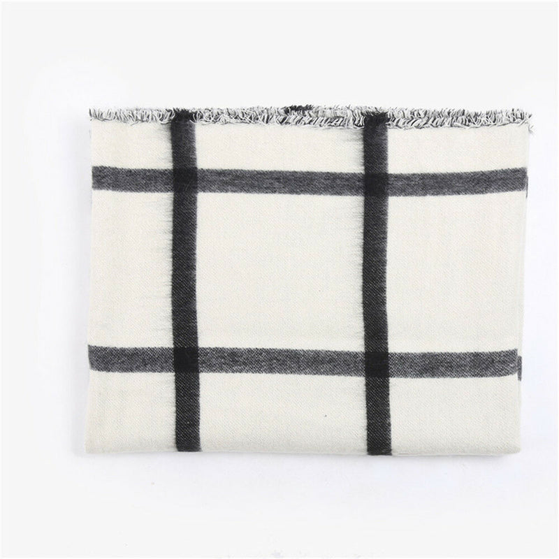 Womens Winter Warm Plaid Stole Neck Wrap Long Shawl Soft Big Grid Large Scarf