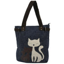 Women's messenger handbag canvas bag with cute cat small shopping shoulder