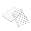 Ceramic Soap Dish, Double Layer Stainless Steel Shower Soap Holder Tray wit V5C2