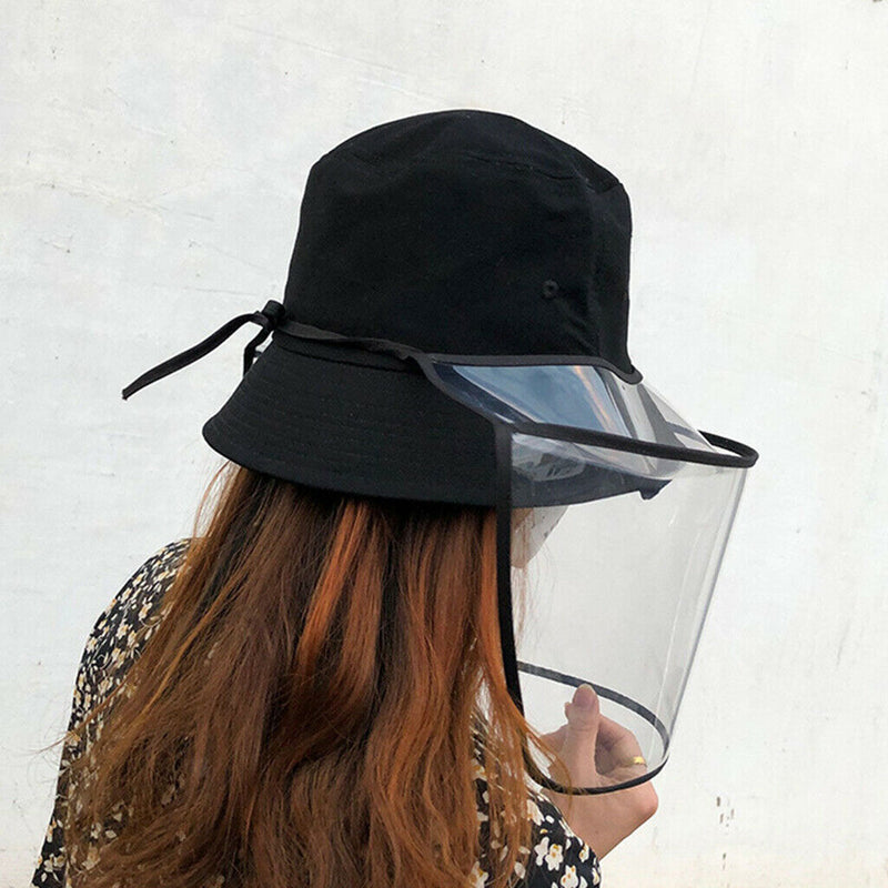 Anti-saliva Protective Fisherman Hat Soft PVC Removable Face Shield Black