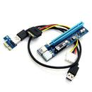 USB 3.0 PCI-E Express 1x To 16x Extender Riser Card Adapter SATA 6 Pin Cable