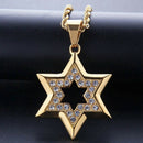 Stainless Steel Rhinestone Pendant Hexagonal Star Pendant Plating Trend Hip