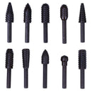 10pcs/set Rotary Rasp Grinding Head Tools for Woodworking Carving Engraving
