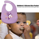 Cartoon Silicone Kids Bib Waterproof Baby Feeding Adjustable Apron (Purple) A