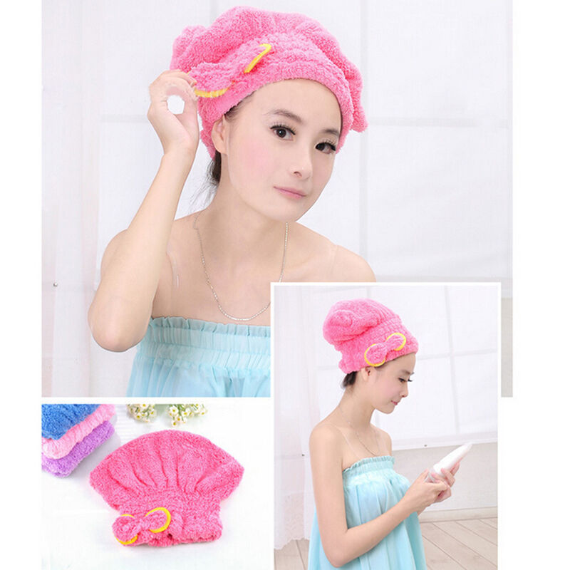 1x Magic Dry Hair Cap Shower Cap Super Absorbent Microfiber Hair Wrap Towel  Bj