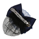 Blue Flower Bow Hair Clip Snood Net Barrette Bun Cover for Lady Women